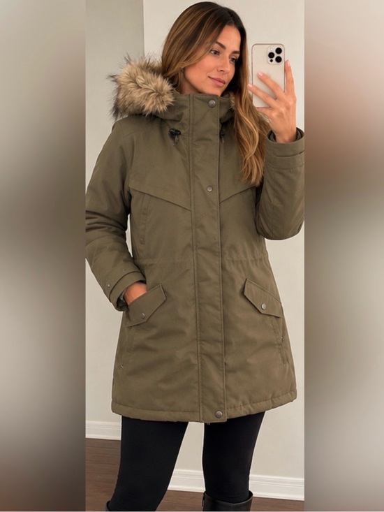 O'Neill Jackets & Blazers - O'Neill Olive Green Hooded Parka with Faux Fur Trim size XL